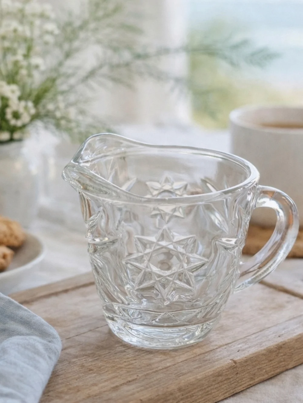 Vintage Anchor Hocking Star of David Creamer EAPC Pressed Glass